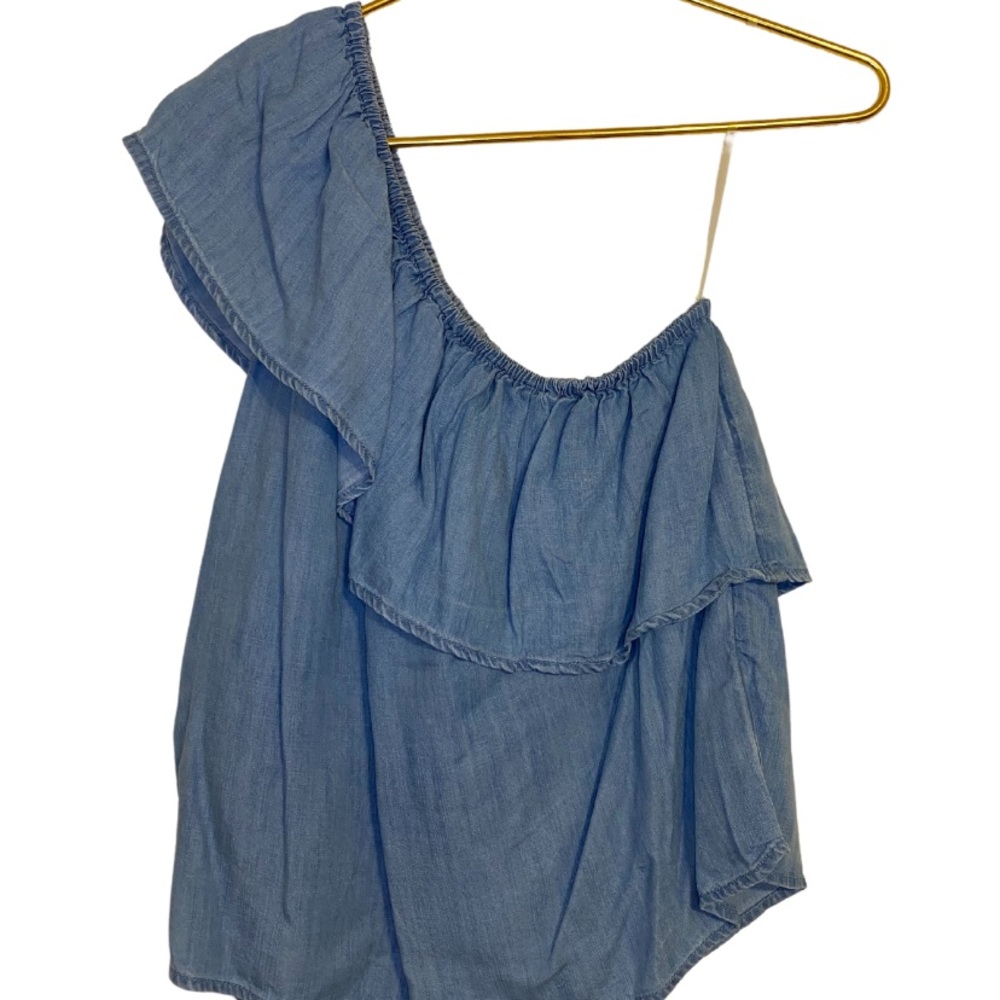 One Shoulder Denim Top